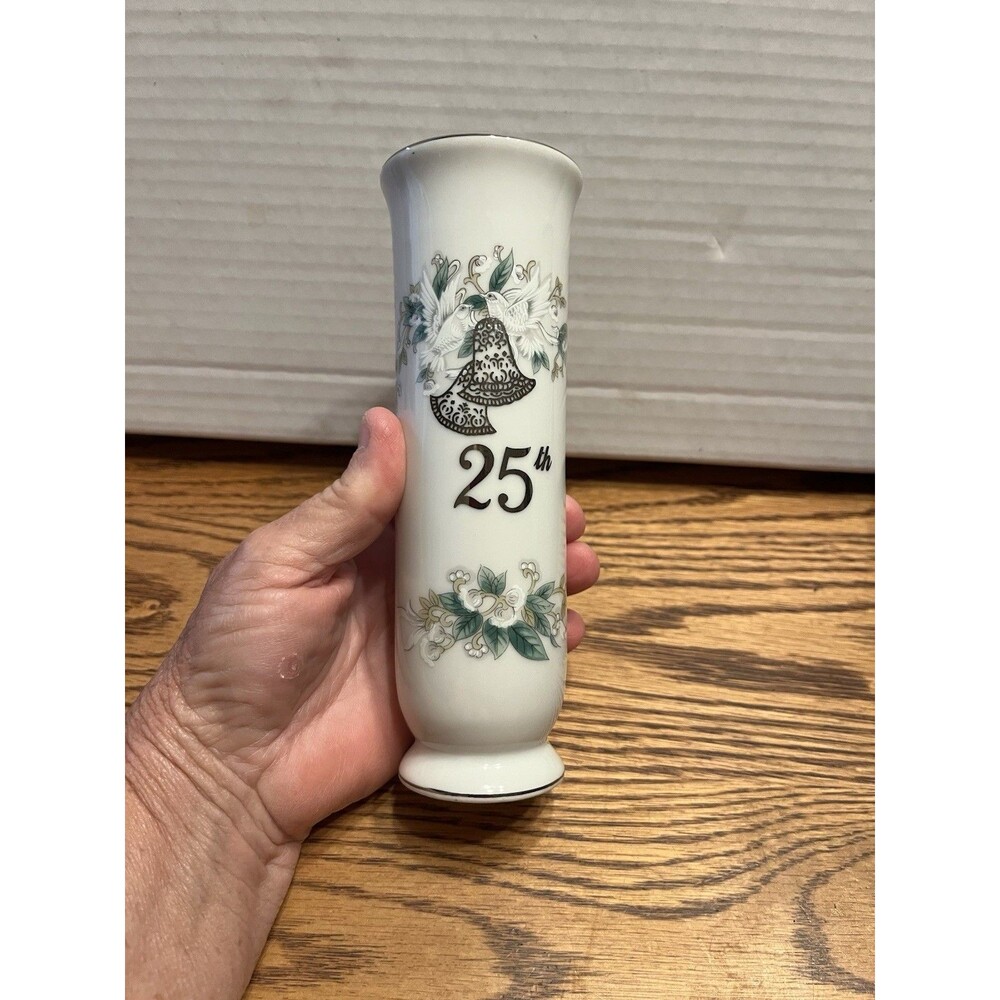 Vintage Lefton 25th Anniversary Rose Bud Vase